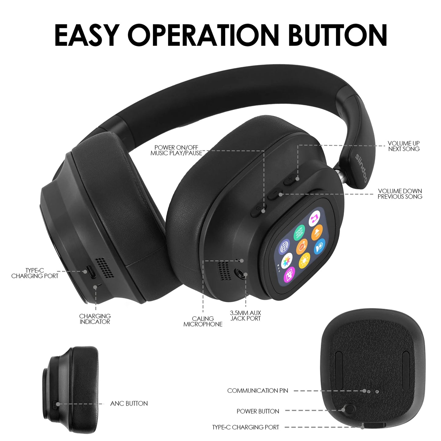 Siindoo ANC930Plus Wireless ANC Headphones